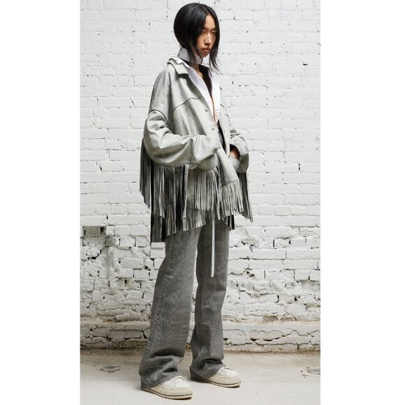 R13 Jane Jeans Wide Leg Jeans Printed Glen Plaid Size 26 Grunge Streetwear Denim - Picture 3 of 15